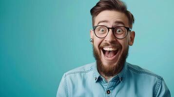 Enthusiastic Young Professional Celebrates Success in Corporate Environment photo