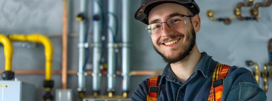 Happy Young HVAC Technician Excelling in the Field with Professional Skills photo