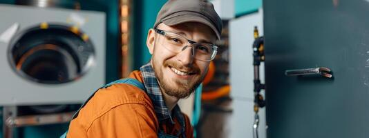 Happy Young HVAC Technician Excelling in the Cooling and Heating Trade photo