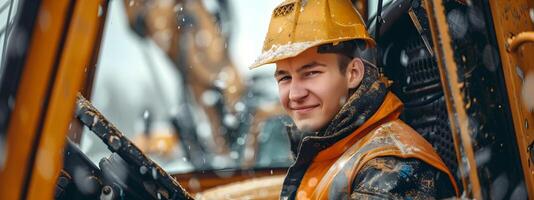 Happy Young Machinery Operator Excels in Industrial Career photo
