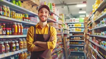 Happy Young Shelf Excelling in a Vibrant Retail Career photo