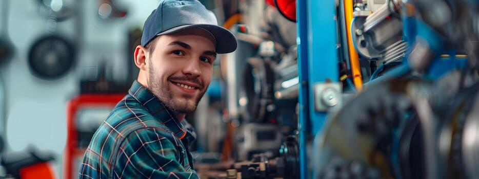 Industrious Spirit A Joyful Young Assembler Excels in Manufacturing photo