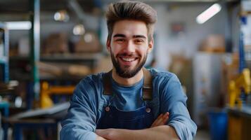 Industrious Young Assemblers Grin A Glimpse into the Fulfilling World of Manufacturing photo