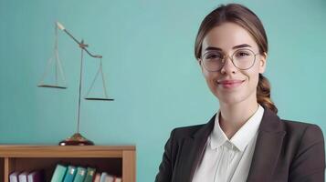 Jubilant Young Paralegal Excelling in Colorful Office Setting photo