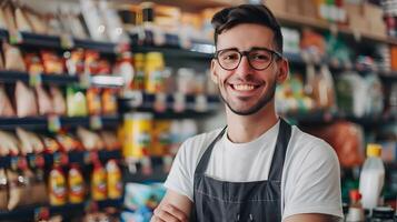 Happy Young Shelf Exuding Joy and Professionalism in Vibrant Work Environment photo