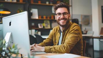 Thriving Marketing Specialist Finding Success in a Bright Modern Office photo