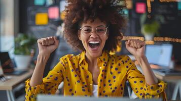 Thriving Marketing Director Young Professional Exuding Joy While Working with Strategy and Purpose photo