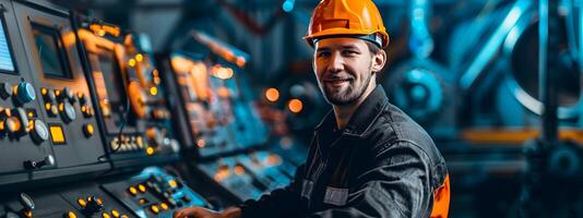 Young Machinery Operators Joyful Career Journey Mastering Controls and Embracing Industrial Technology photo