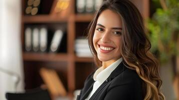 Young Paralegals Portrait Radiating Success and Happiness While Working in a Vibrant Office photo