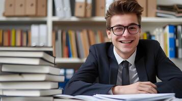 Young Professional Businessman Studying in Organized Office Space photo