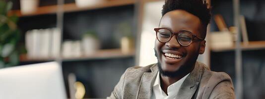 Confident Young Program Manager Discussing Project in Cozy Office photo