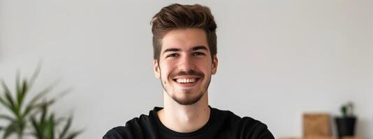 Headshot of a Smiling Young Professional Team Leader in a Corporate Office Setting photo
