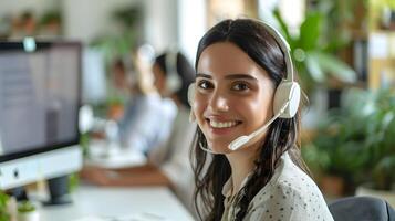 Cheerful Customer Service Representative Assisting Clients with Professionalism photo