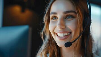 Cheerful Customer Service Representative Providing Friendly Assistance photo