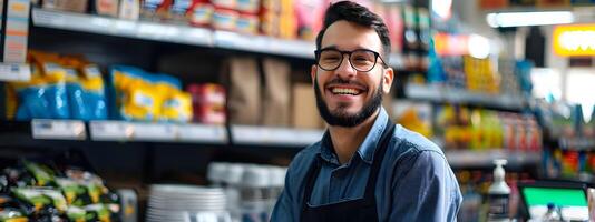 Cheerful Store Manager Providing Excellent Customer Service in Retail Environment photo