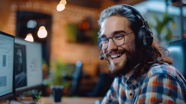 alegre eso profesional ayudando clientes en hogar oficina ajuste foto