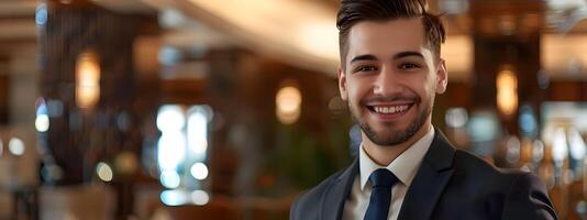 Amiable Concierge Offering Personalized Hotel Assistance with Warm Smile photo