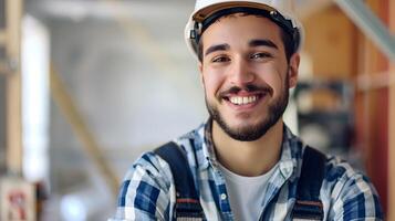 Cheerful Handyman Confidently Working on Home Repairs and Renovation Projects photo