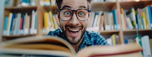 Cheerful Young Professional Bookkeeper Engrossed in Work at Office Library photo