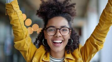 Cheerful Young Professional Embracing Positive Change and Continuous Improvement photo