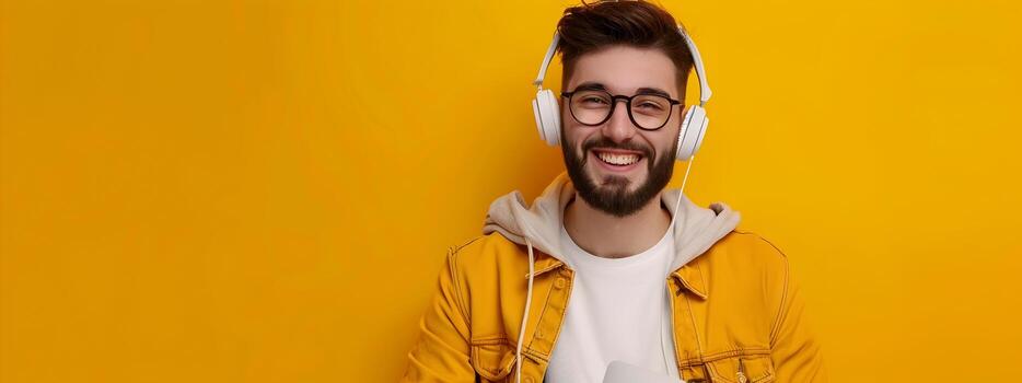 Cheerful Young Software Engineer Embracing New Technologies in Workplace photo