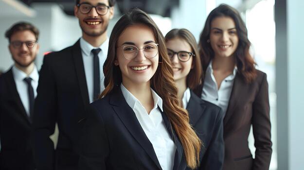 Confident and Collaborative Business Team in Professional Attire Working Together photo