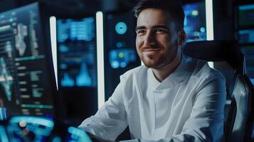 Confident Artificial Intelligence Engineer Excelling in Tech Workspace photo