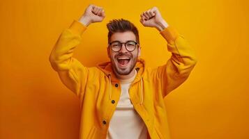Ecstatic Young Professional Celebrating Success and Accomplishments photo