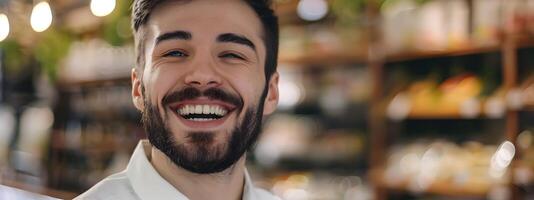 Energetic Young Professional Assisting Customers with Enthusiasm and Expertise photo