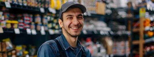 Enthusiastic Retail Employee Assisting Customers with a Friendly Smile photo