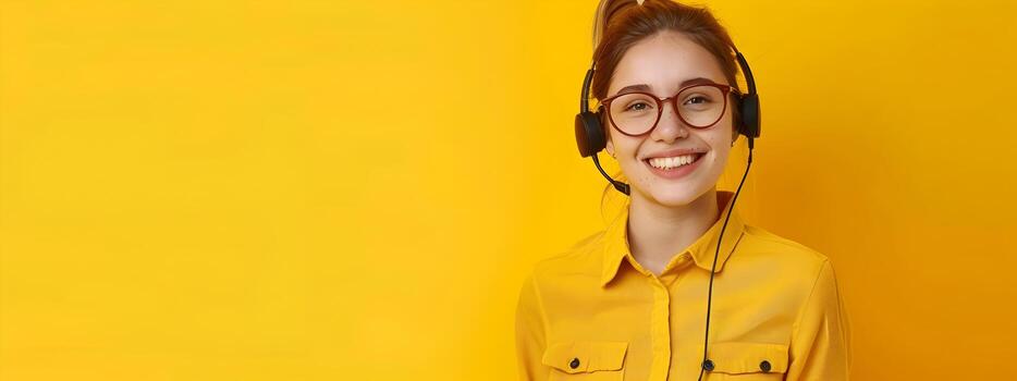 Friendly Customer Service Representative Assisting with Headset photo