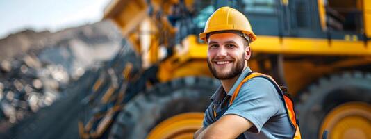 Experienced Heavy Equipment Operator Handling Powerful Machinery at Industrial Worksite photo