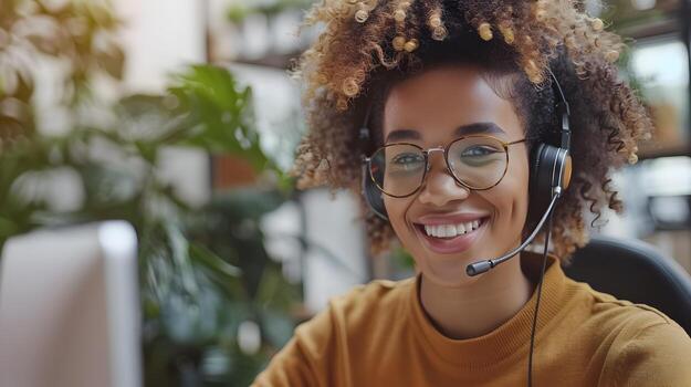 Friendly and Confident Customer Service Professional Assisting Clients photo