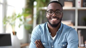 Confident Young Business Professional Smiling at Work photo