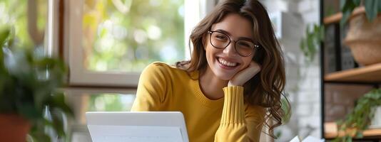 Confident Young Female Continuous Improvement Consultant Smiling in Modern Office photo
