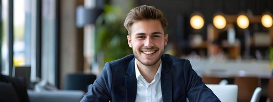 Confident Young Business Professional Smiling at Work photo