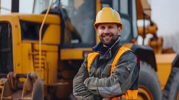 Hardworking Heavy Equipment Operator Overseeing Construction Project photo