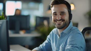 Happy Young Professional Enjoying Successful Career in Modern Office photo