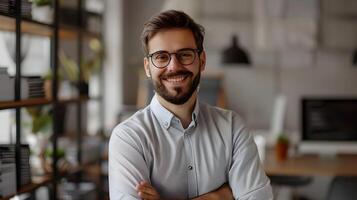 Smiling Young Continuous Improvement Consultant Focused on Increasing Efficiency and Productivity in the Workplace photo