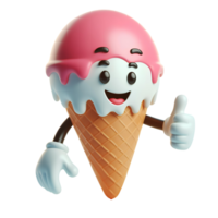 Ice cream character isolated in transparent background png