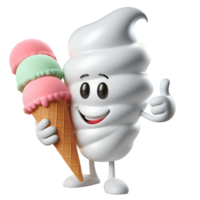 Ice cream character isolated in transparent background png