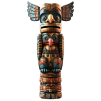 Native American Totem Pole with Eagle and Raven Figures png