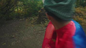 Person Tanzen im traditionell Kleidung im ein Wald video