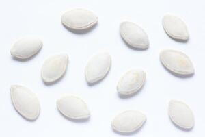 Top view of pumpkin seeds pattern texture background photo