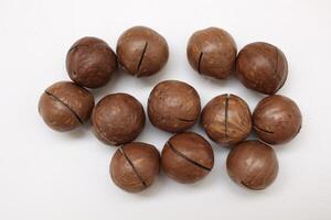 Macadamia nuts seeds background photo