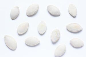 Top view of pumpkin seeds pattern texture background photo