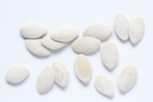 Top view of pumpkin seeds pattern texture background photo