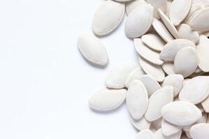 Top view of pumpkin seeds pattern texture background photo