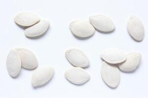 Top view of pumpkin seeds pattern texture background photo