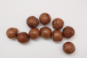 Macadamia nuts seeds background photo